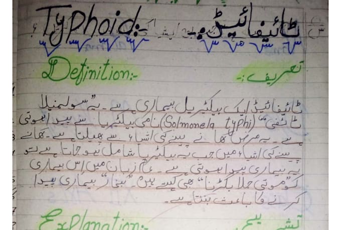handwrite urdu and english applications, letters, and notes